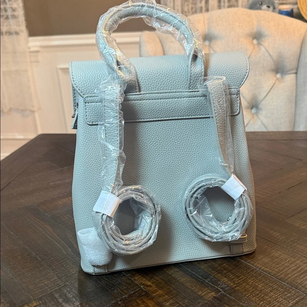 London Skye Gray Faux Leather Mini Backpack Top Handle NWT‎